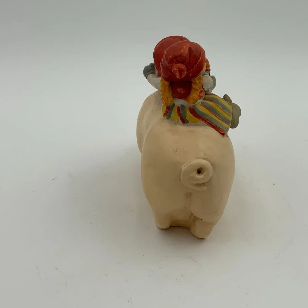 Candy Design Norway - Scandinavian Tomte Nisse Boy & Girl Riding Pig Figurine